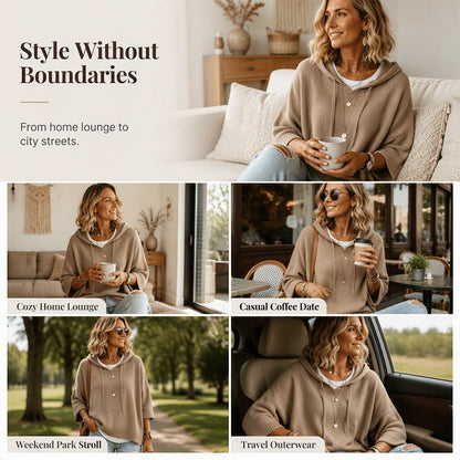 Women's Hooded Drawstring Knit Pullover