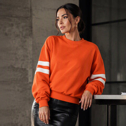 Women's Oversized Crewneck Striped Pullover