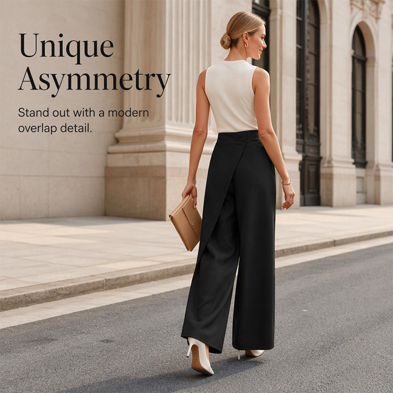 Women's High Waisted Asymmetric Wrap Suit Pants