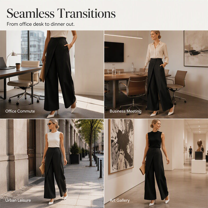 Women's High Waisted Asymmetric Wrap Suit Pants