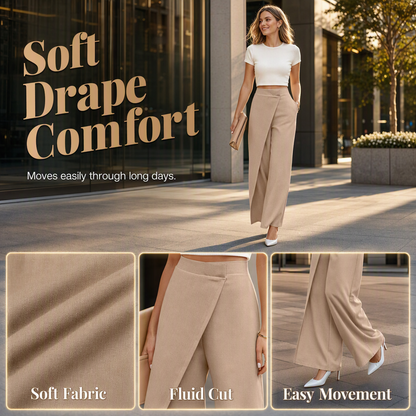 Women's High Waisted Asymmetric Wrap Suit Pants
