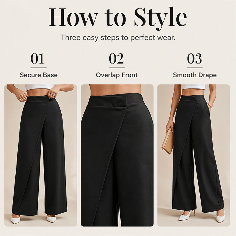 Women's High Waisted Asymmetric Wrap Suit Pants