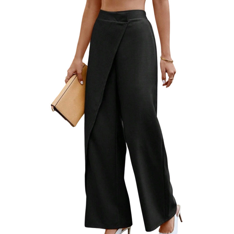 Women's High Waisted Asymmetric Wrap Suit Pants