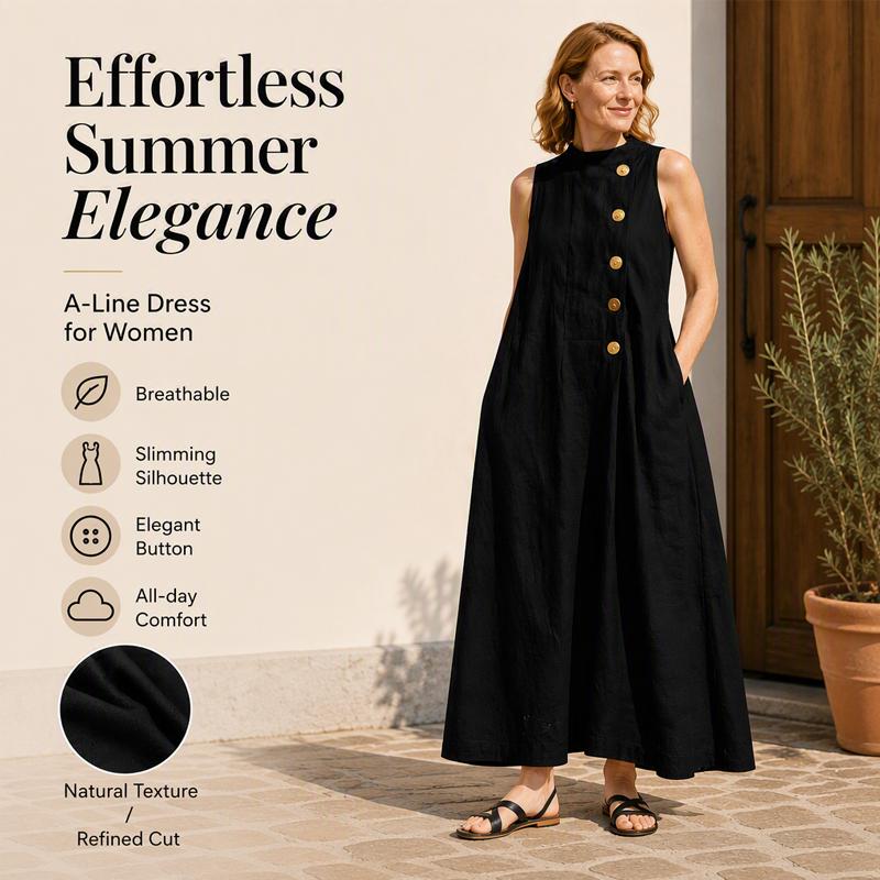 Women's Chic Sleeveless Button Maxi Dress