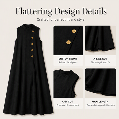 Women's Chic Sleeveless Button Maxi Dress