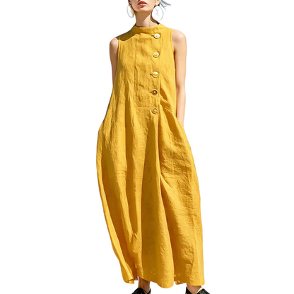 Women's Chic Sleeveless Button Maxi Dress