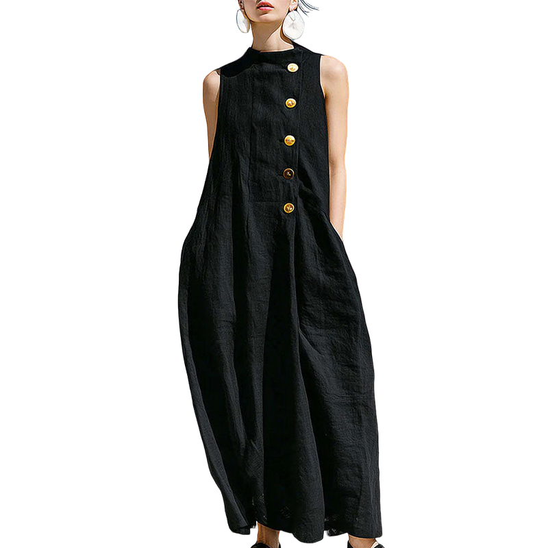 Women's Chic Sleeveless Button Maxi Dress