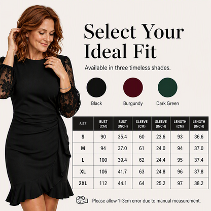 ⌛Limited-time offer-Women's Lace Puff Sleeve Ruched Bodycon Dress