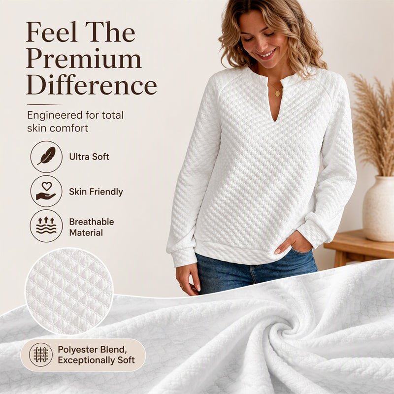 Women's Textured V-Neck Long Sleeve Top