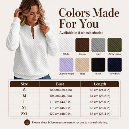 Women's Textured V-Neck Long Sleeve Top