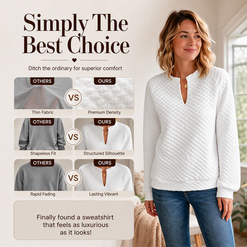 Women's Textured V-Neck Long Sleeve Top