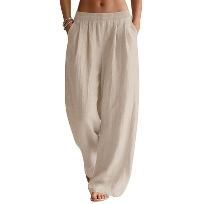 Women's Elastic Waist Wide-Leg Pants