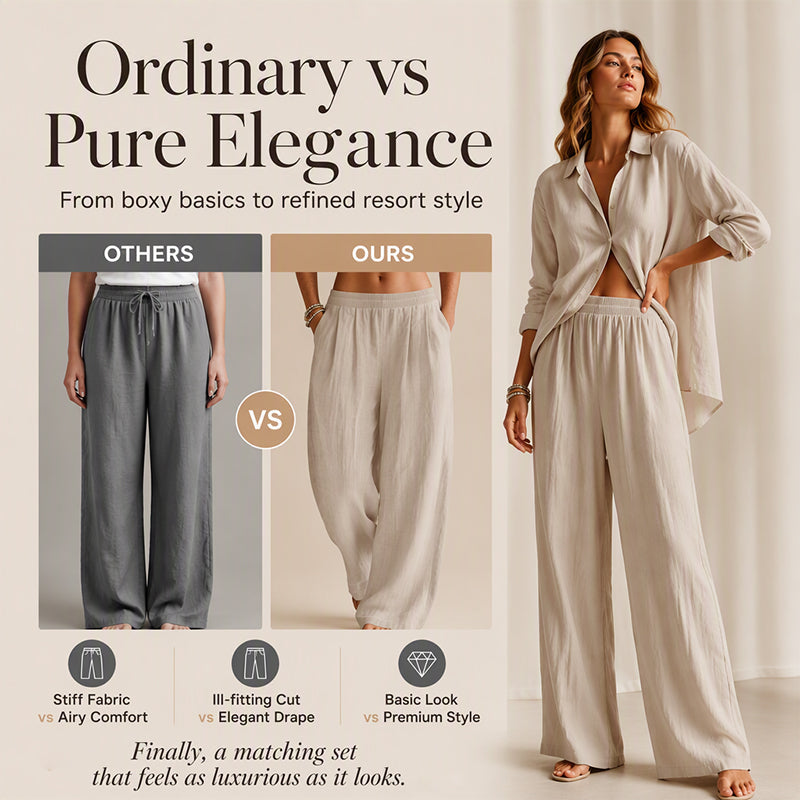 Women's Elastic Waist Wide-Leg Pants