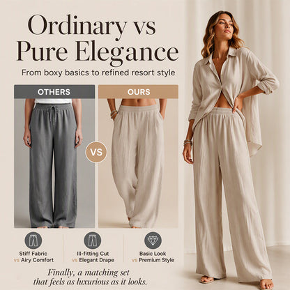 Women's Elastic Waist Wide-Leg Pants