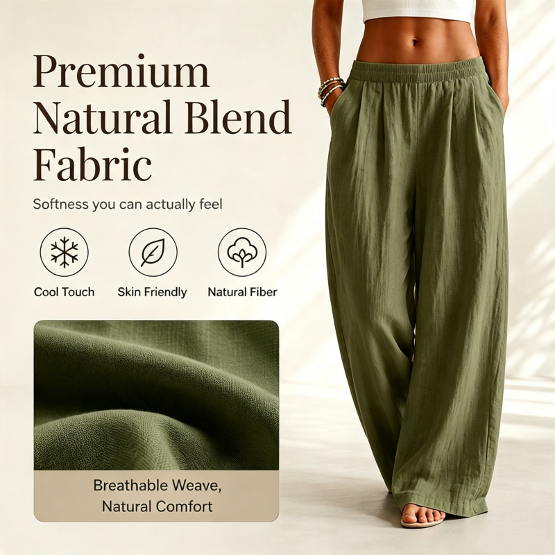 Women's Elastic Waist Wide-Leg Pants