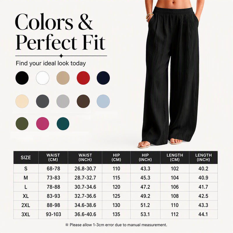 Women's Elastic Waist Wide-Leg Pants