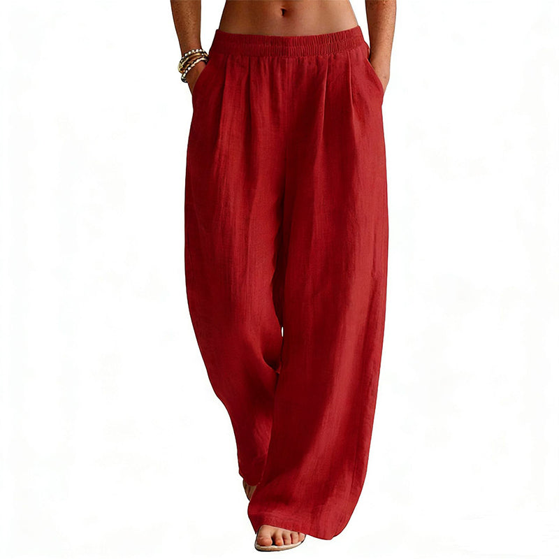 Women's Elastic Waist Wide-Leg Pants