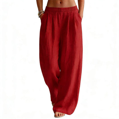 Women's Elastic Waist Wide-Leg Pants