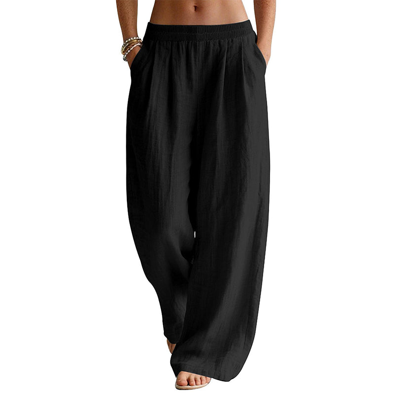 Women's Elastic Waist Wide-Leg Pants