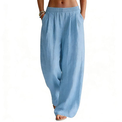 Women's Elastic Waist Wide-Leg Pants