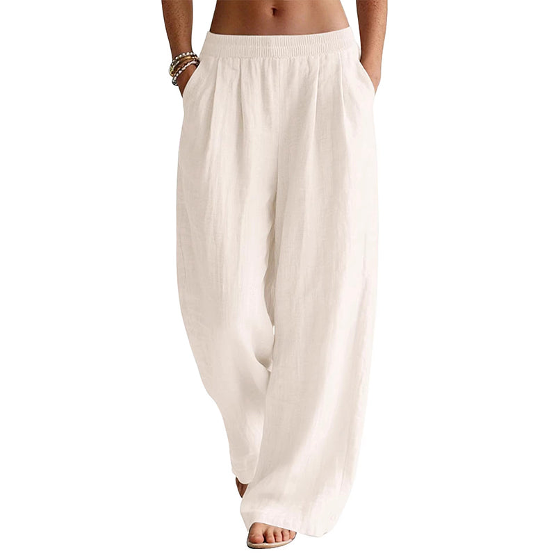 Women's Elastic Waist Wide-Leg Pants