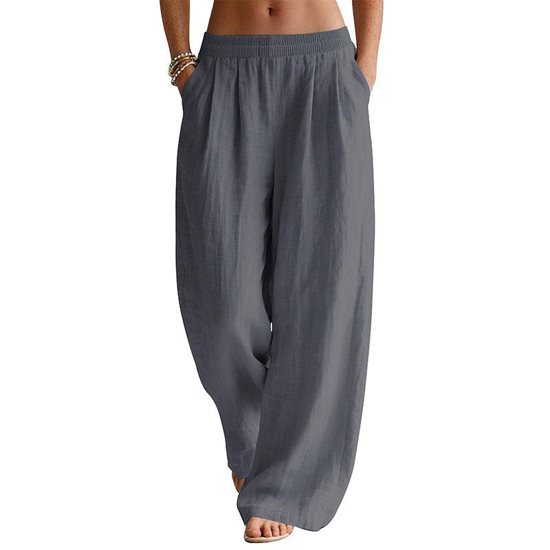 Women's Elastic Waist Wide-Leg Pants