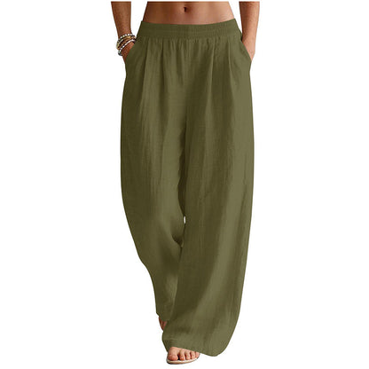 Women's Elastic Waist Wide-Leg Pants