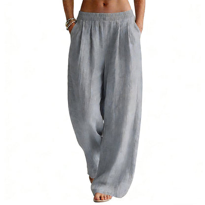 Women's Elastic Waist Wide-Leg Pants
