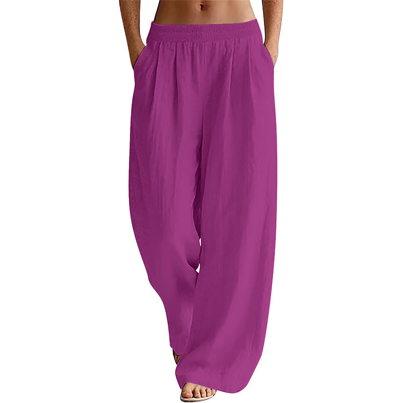 Women's Elastic Waist Wide-Leg Pants