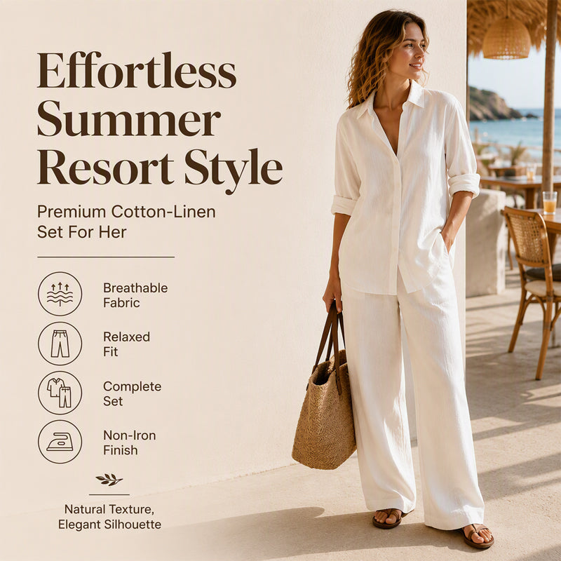 ✨New Arrivals & Special Offers-Women's Casual Shirt & Wide-Leg Pants Set