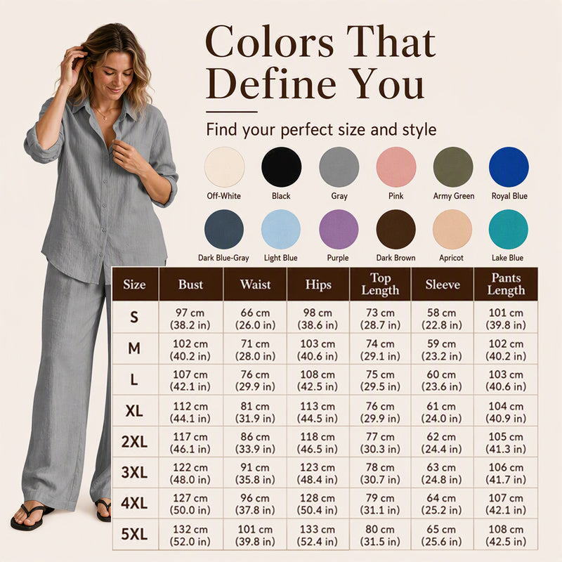 ✨New Arrivals & Special Offers-Women's Casual Shirt & Wide-Leg Pants Set