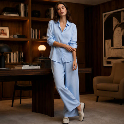 ✨New Arrivals & Special Offers-Women's Casual Shirt & Wide-Leg Pants Set