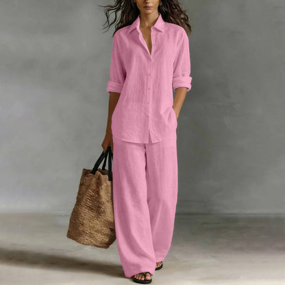✨New Arrivals & Special Offers-Women's Casual Shirt & Wide-Leg Pants Set