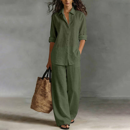 ✨New Arrivals & Special Offers-Women's Casual Shirt & Wide-Leg Pants Set