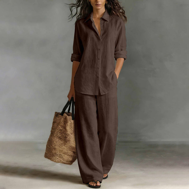 ✨New Arrivals & Special Offers-Women's Casual Shirt & Wide-Leg Pants Set