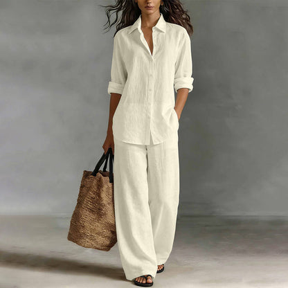 ✨New Arrivals & Special Offers-Women's Casual Shirt & Wide-Leg Pants Set
