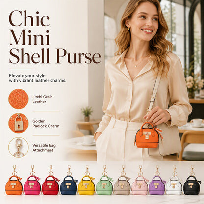 👜💛 LIMITED TIME 50% OFF! 🔑Mini Shell Bag Keychain – PU Leather Lipstick Coin Purse with Golden Padlock & Tassel