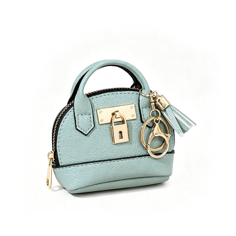 👜💛 LIMITED TIME 50% OFF! 🔑Mini Shell Bag Keychain – PU Leather Lipstick Coin Purse with Golden Padlock & Tassel