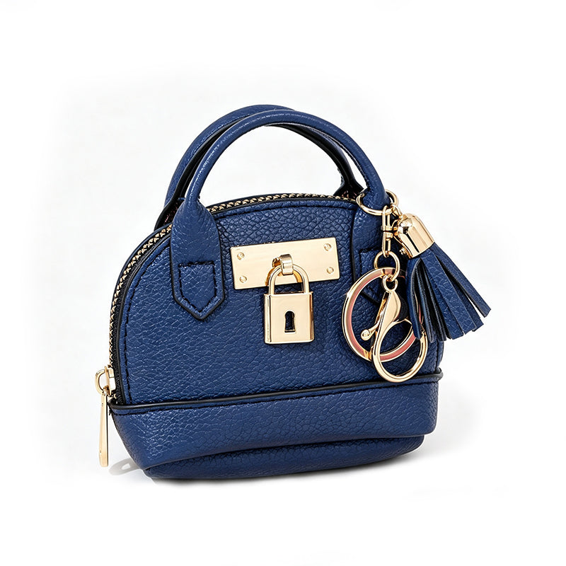 👜💛 LIMITED TIME 50% OFF! 🔑Mini Shell Bag Keychain – PU Leather Lipstick Coin Purse with Golden Padlock & Tassel