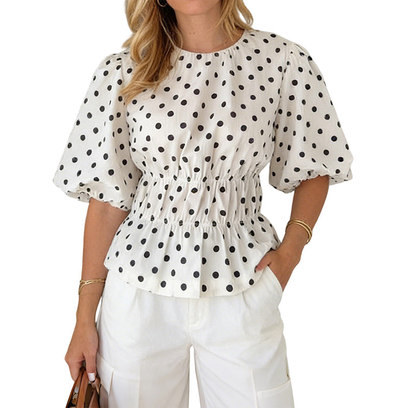 🥳2026 HOT SALE 50% Off🥳💞Women's Waist-Defining Polka Dot Top