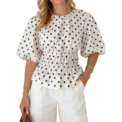🥳2026 HOT SALE 50% Off🥳💞Women's Waist-Defining Polka Dot Top