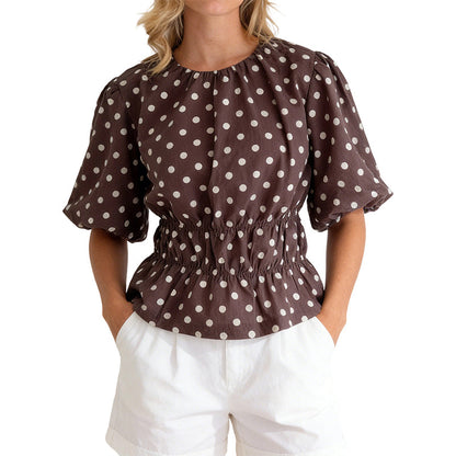 🥳2026 HOT SALE 50% Off🥳💞Women's Waist-Defining Polka Dot Top