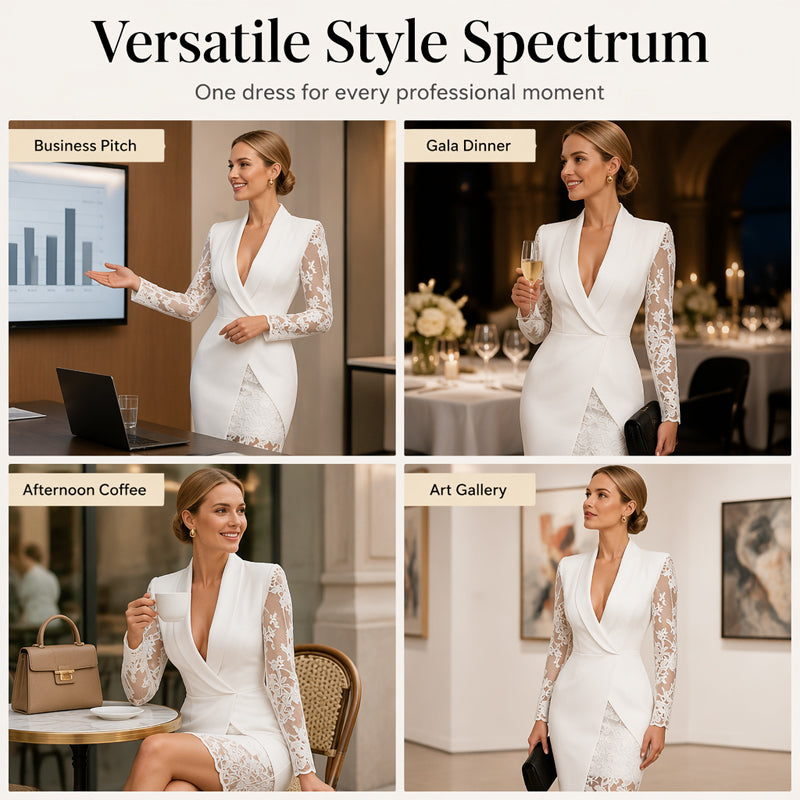 🌸Hot Sale 50% OFF💖Women's Elegant V-Neck Lace Sleeve Bodycon Dress