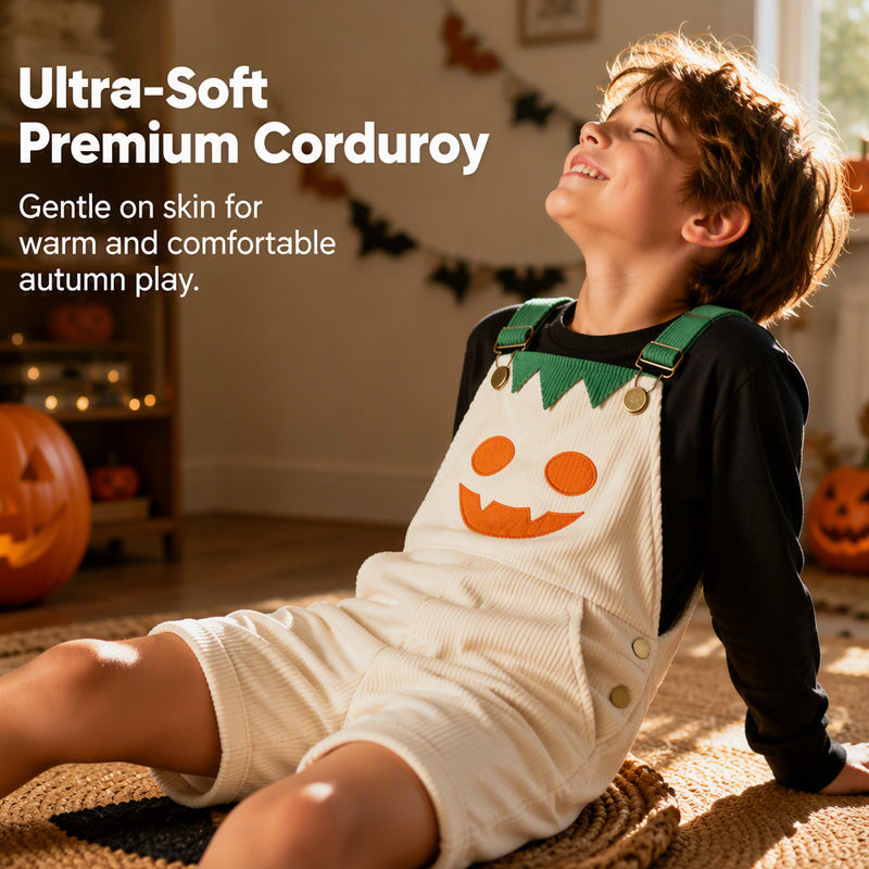 👻 HOT HALLOWEEN DEAL✨Kids Pumpkin Corduroy Suspender Overalls Shorts