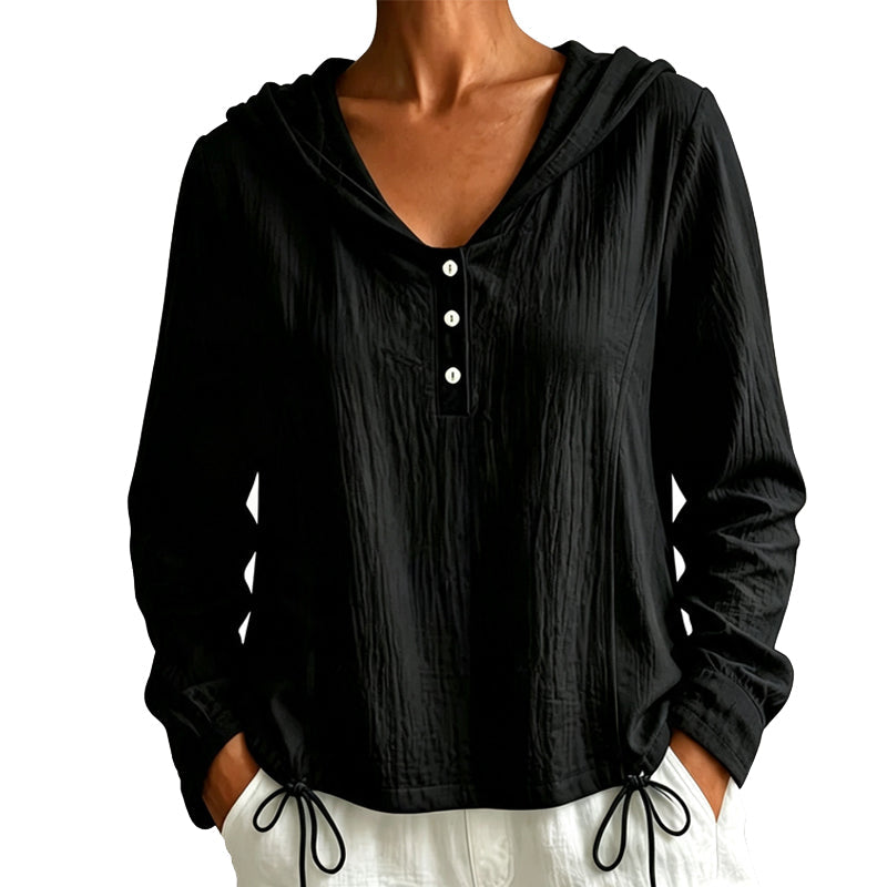 Women’s Casual Hooded Top with Drawstring Hem