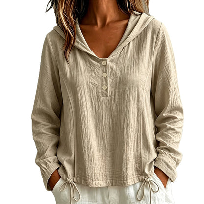 Women’s Casual Hooded Top with Drawstring Hem