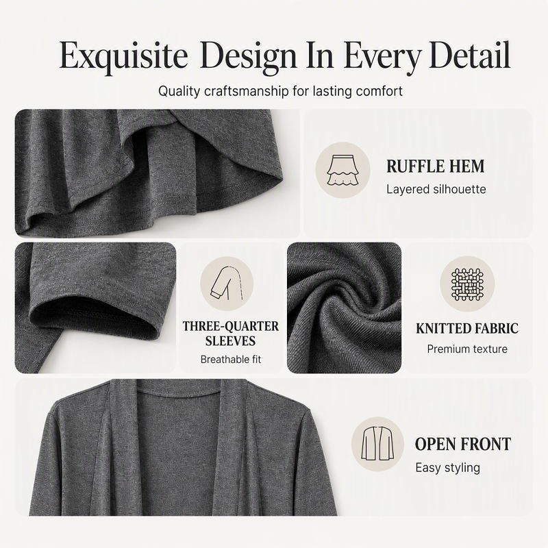 ⌛Limited-time offer-Women's 3/4 Sleeve Open Front Cardigan