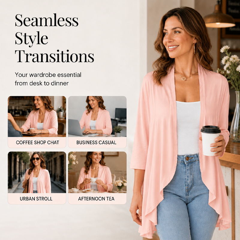 ⌛Limited-time offer-Women's 3/4 Sleeve Open Front Cardigan