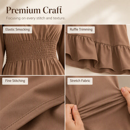 ⌛Limited-time offer-Women's Square Neck Smocked A-Line Dress
