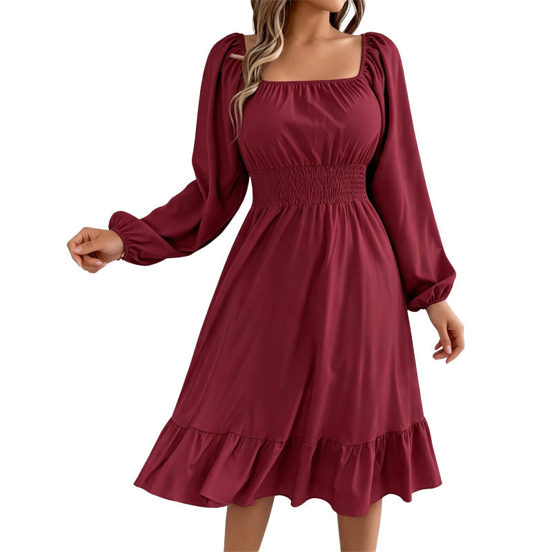 ⌛Limited-time offer-Women's Square Neck Smocked A-Line Dress